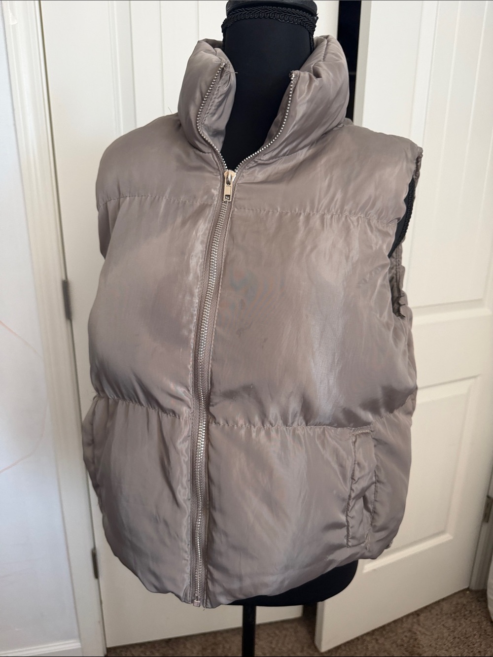 Rue21 Taupe Quilted Puffer Vest - Zip Front